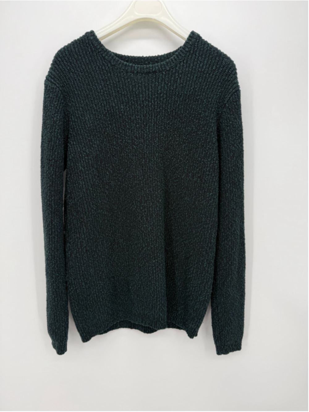 Frank And Oak Dark Green Ribbed Crew Neck Sweater M